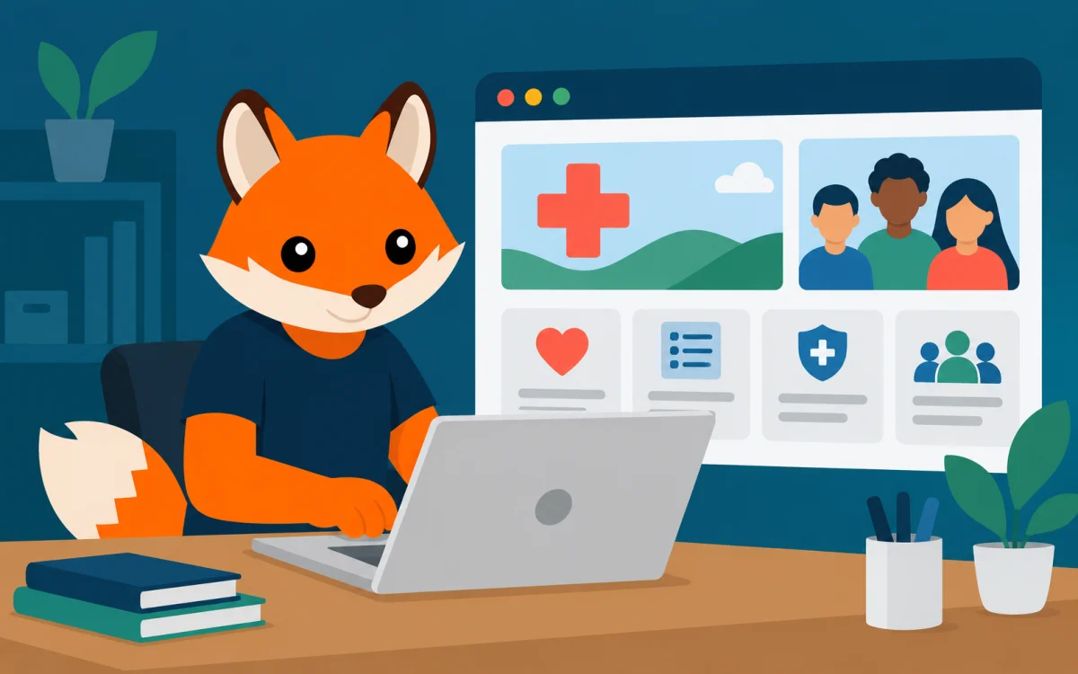 Orange Foxtrot fox illustration for Foxtrot Builds Premiere Health Portal - Priority Partners