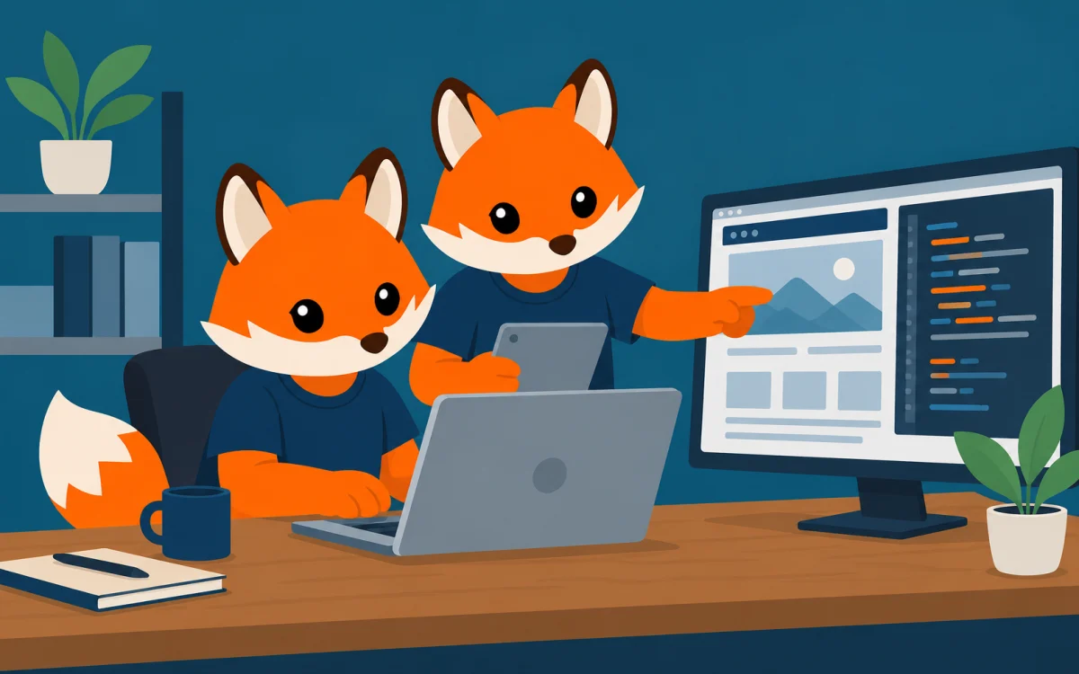 Orange Foxtrot fox illustration for Why hire a part time web developer when you can hire us!