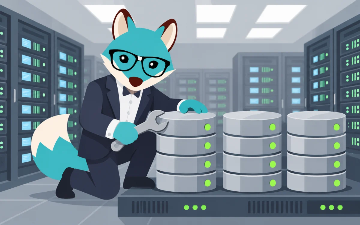 Blue Foxtrot fox illustration for Check, Repair and Optimize all your databases in WHM/ cPanel Webservers.