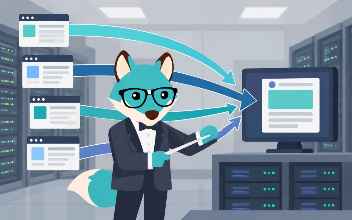 Blue Foxtrot fox illustration for Force every URL to direct to a certain page using .htaccess