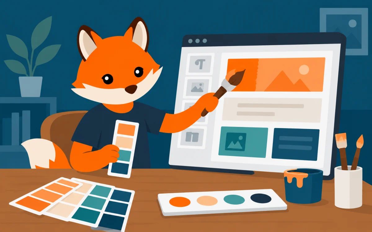 Orange Foxtrot fox illustration for Custom Color Palette for Gutenberg