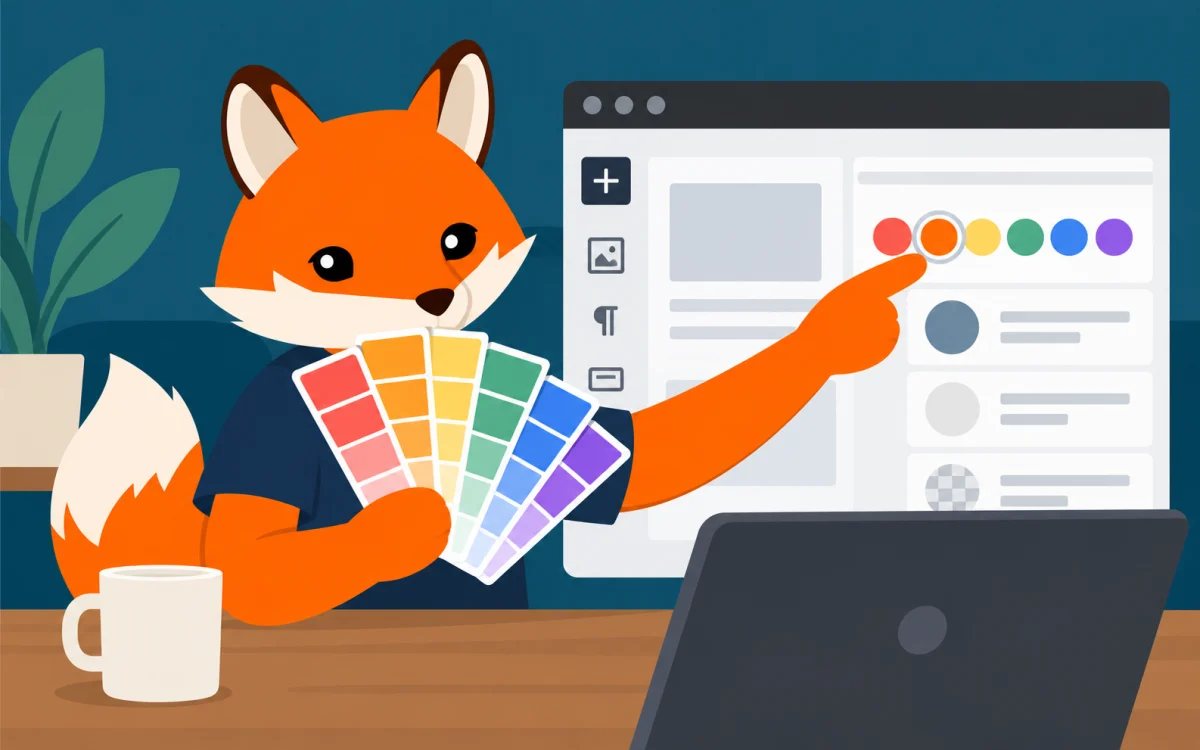 Orange Foxtrot fox illustration for Gutenberg Color Palette