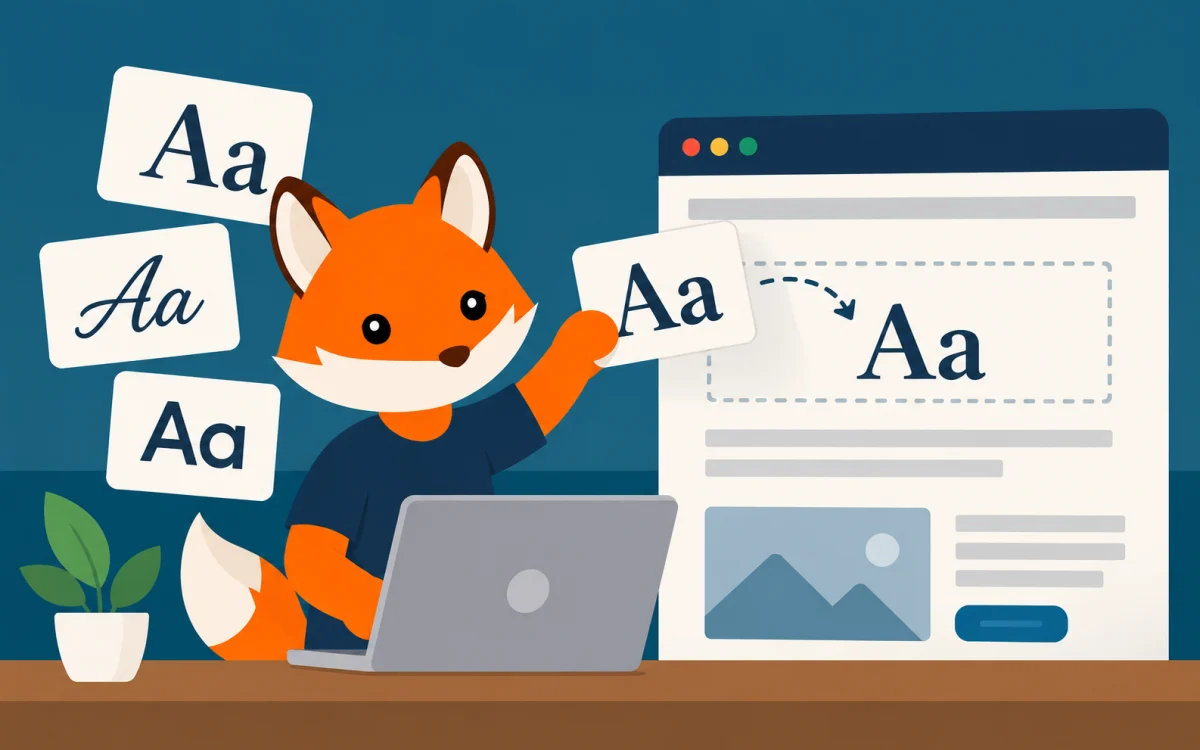 Orange Foxtrot fox illustration for Adding Google Fonts