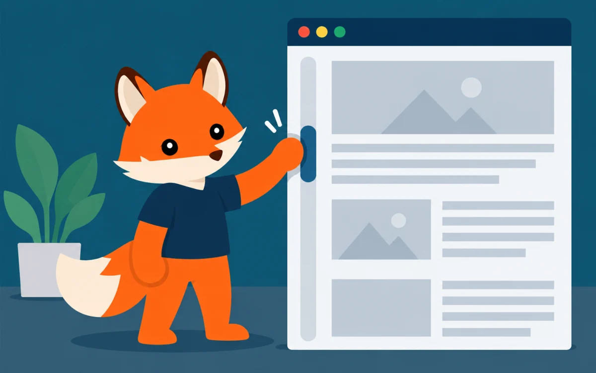 Orange Foxtrot fox illustration for Scrollbars and CSS