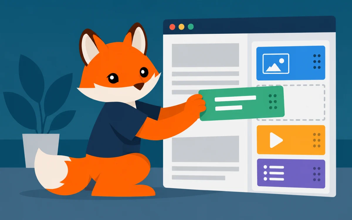 Orange Foxtrot fox illustration for Major Widget Update to Wordpress Version 5.8