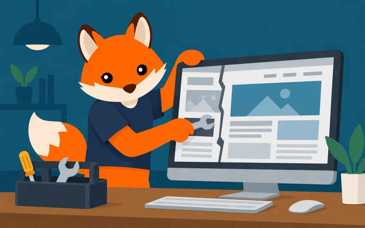 Orange Foxtrot fox illustration for Theme.co Pro Theme Breaking in WordPress 6.2